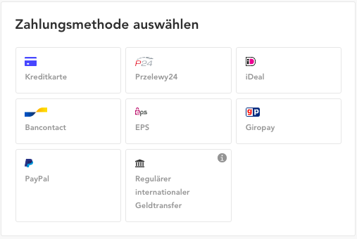 Zahlungsmethoden Symbole