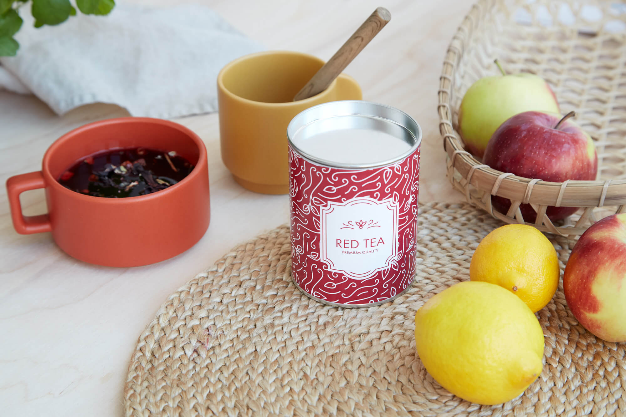 packaging cilíndrico para guardar bolsas de té