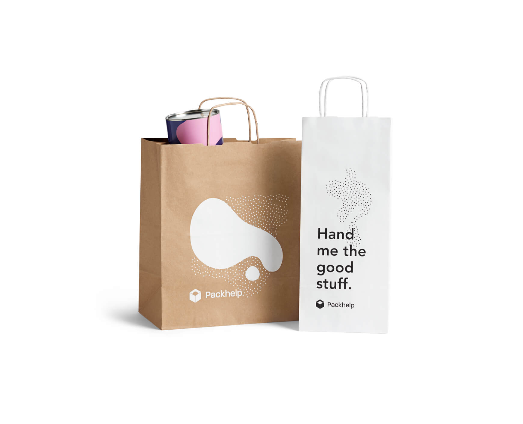 Bolsas de papel kraft y de color blanco