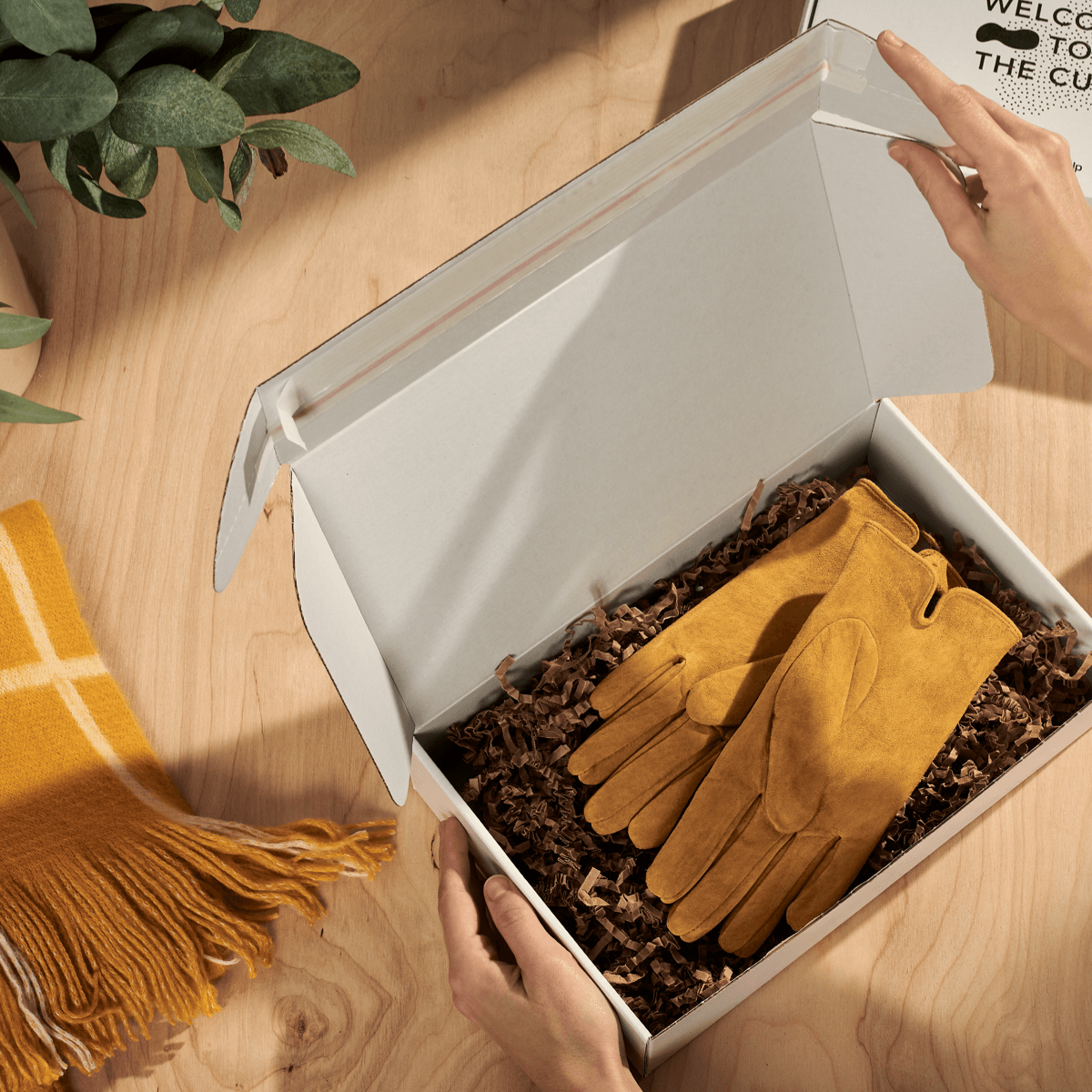 Produits dans une boîte postale en carton