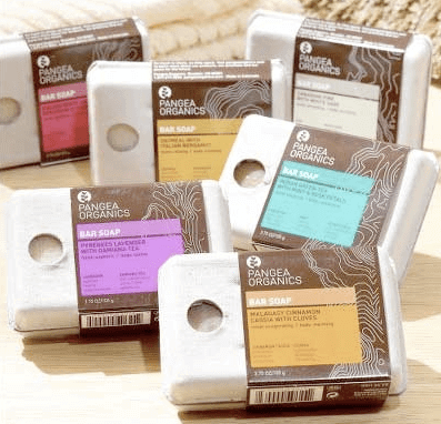 6 différents pangea bar soaps dans leur emballage