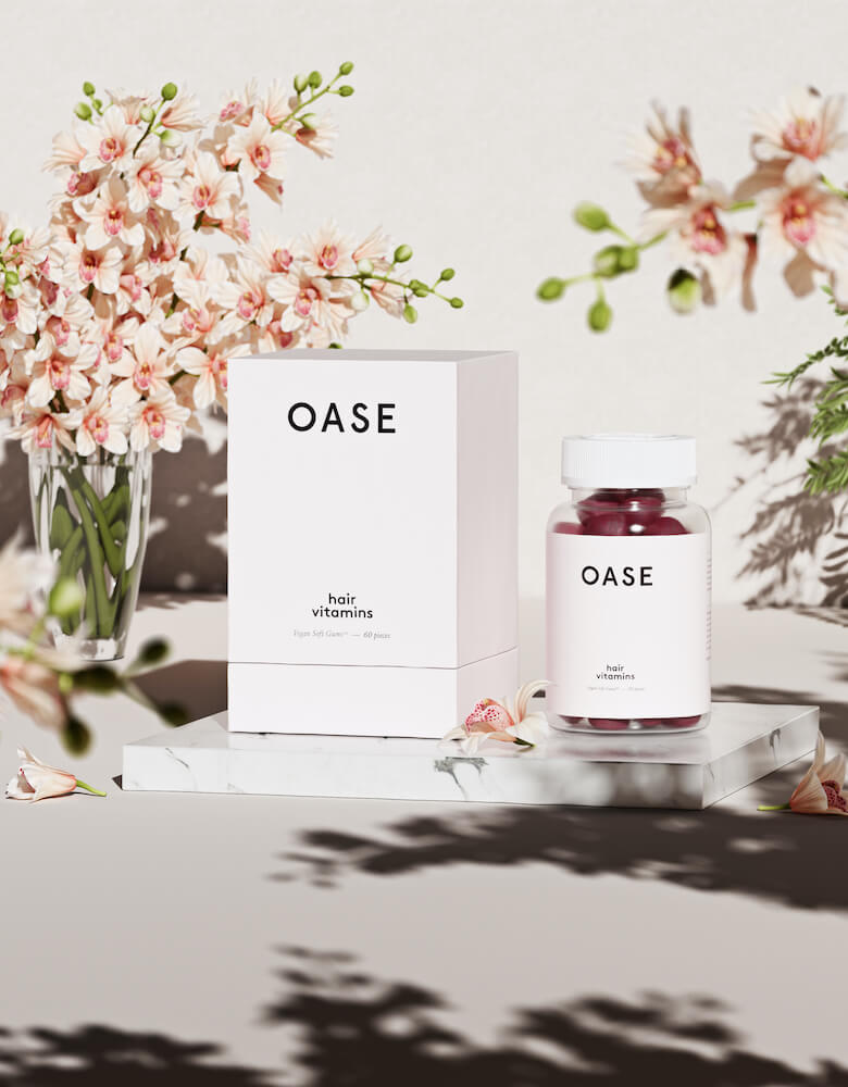 Packaging et produit Oase avec des fleurs