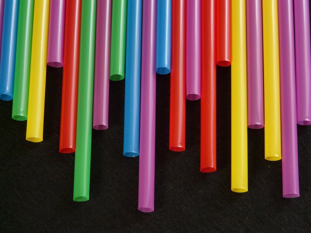 Colourful plastic straws