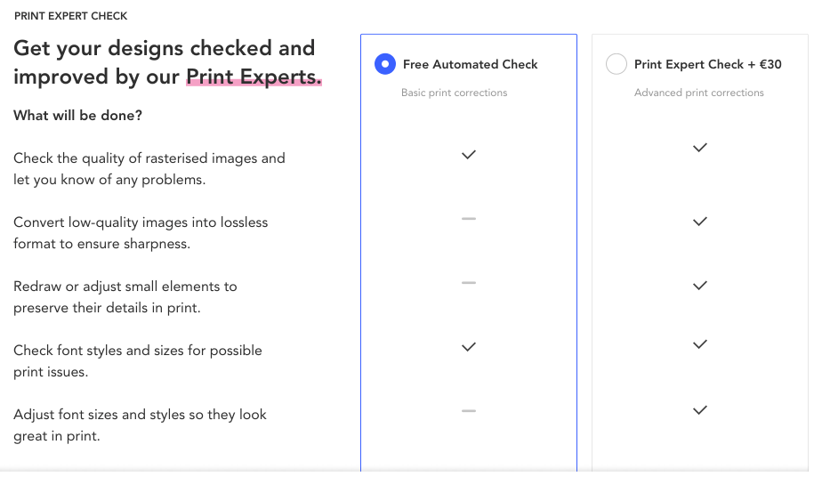 expert print check features