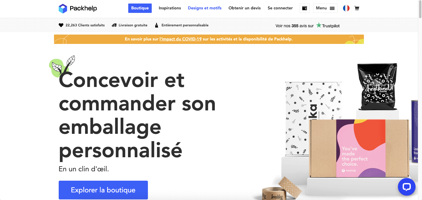 Site e-commerce ergonomique de Packhelp