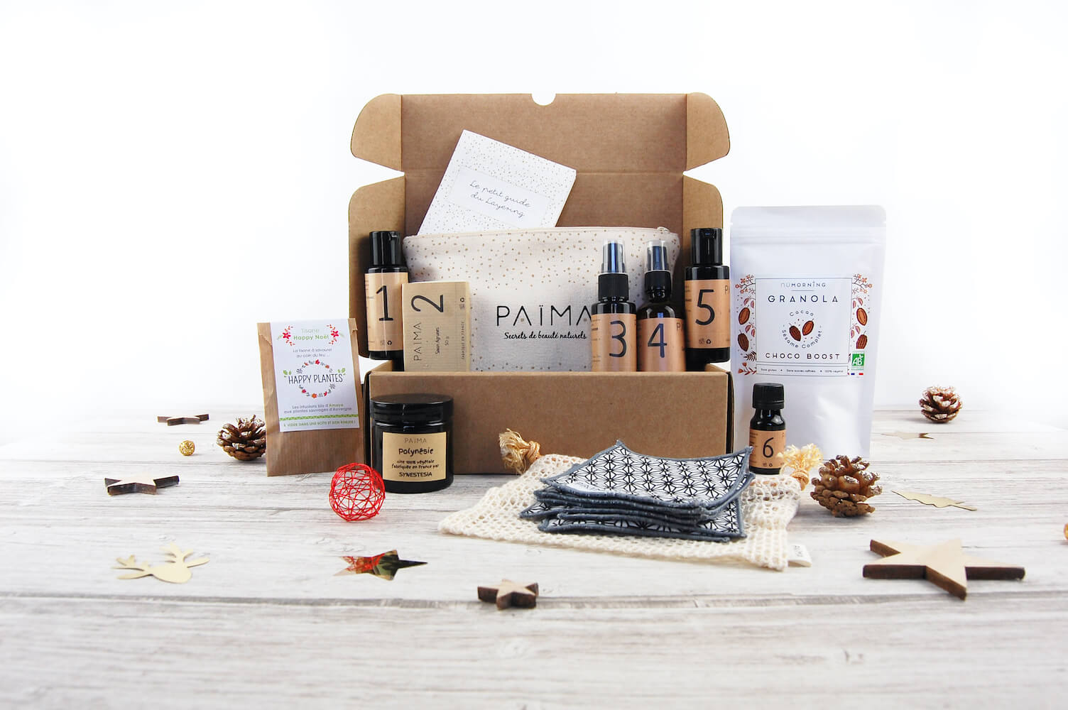 Produits de soin du visage Païma et leur packaging