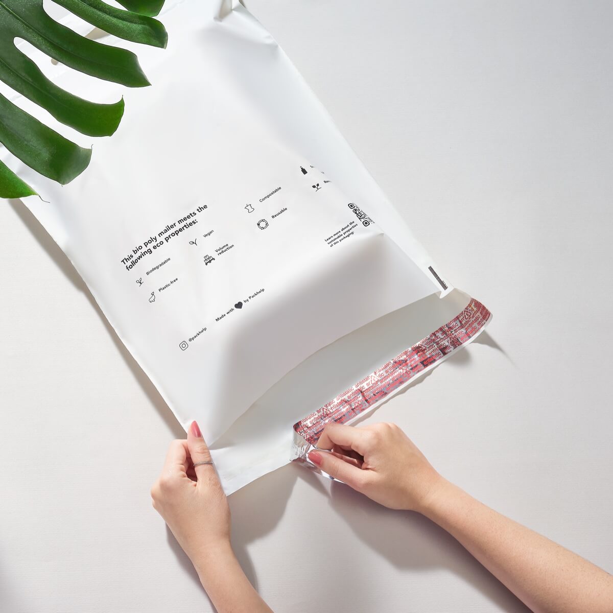pre printed bio poly mailer with adhesive strip