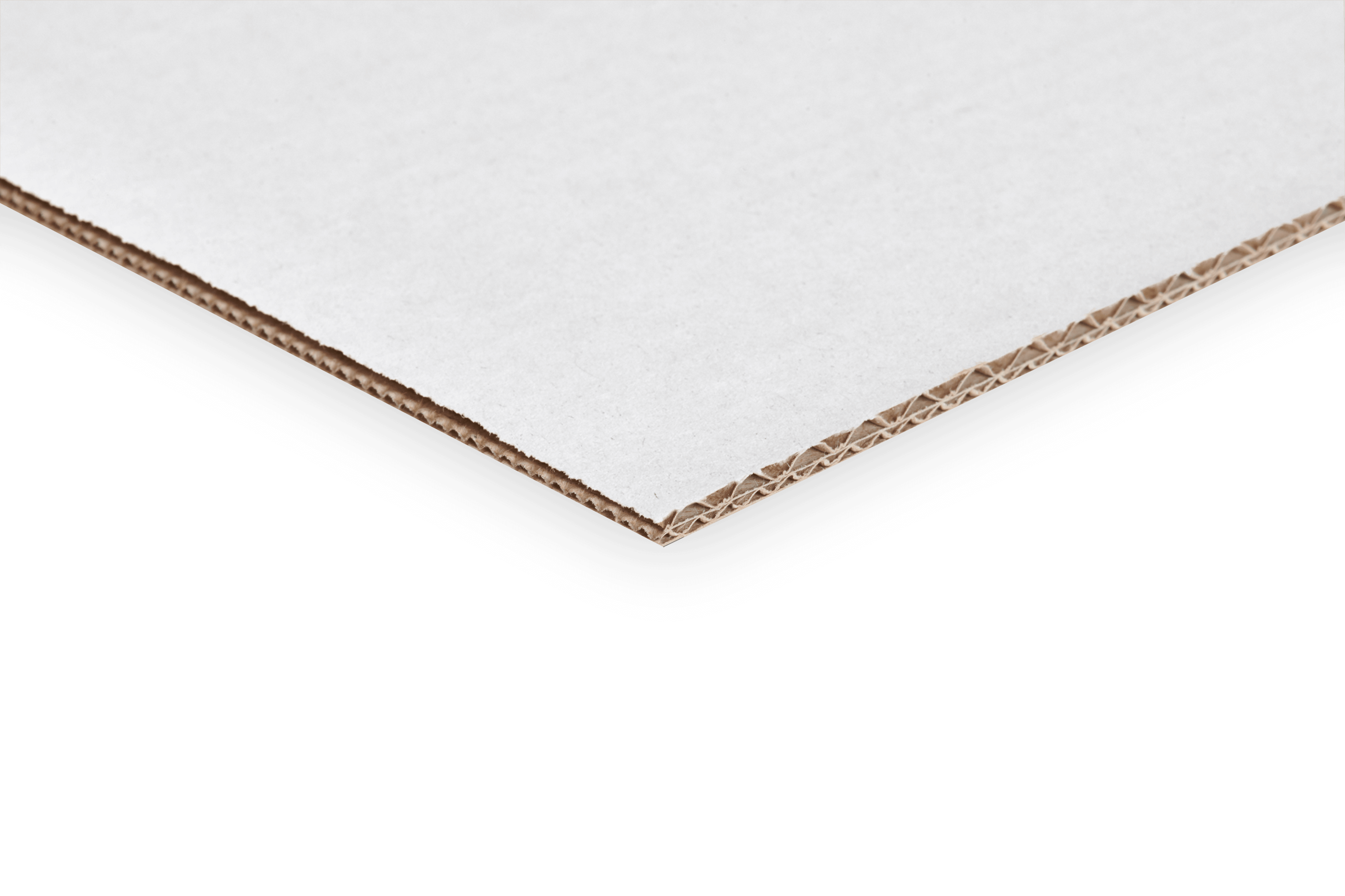 Zoom shot of white corrugated cardboard used in shipping boxes