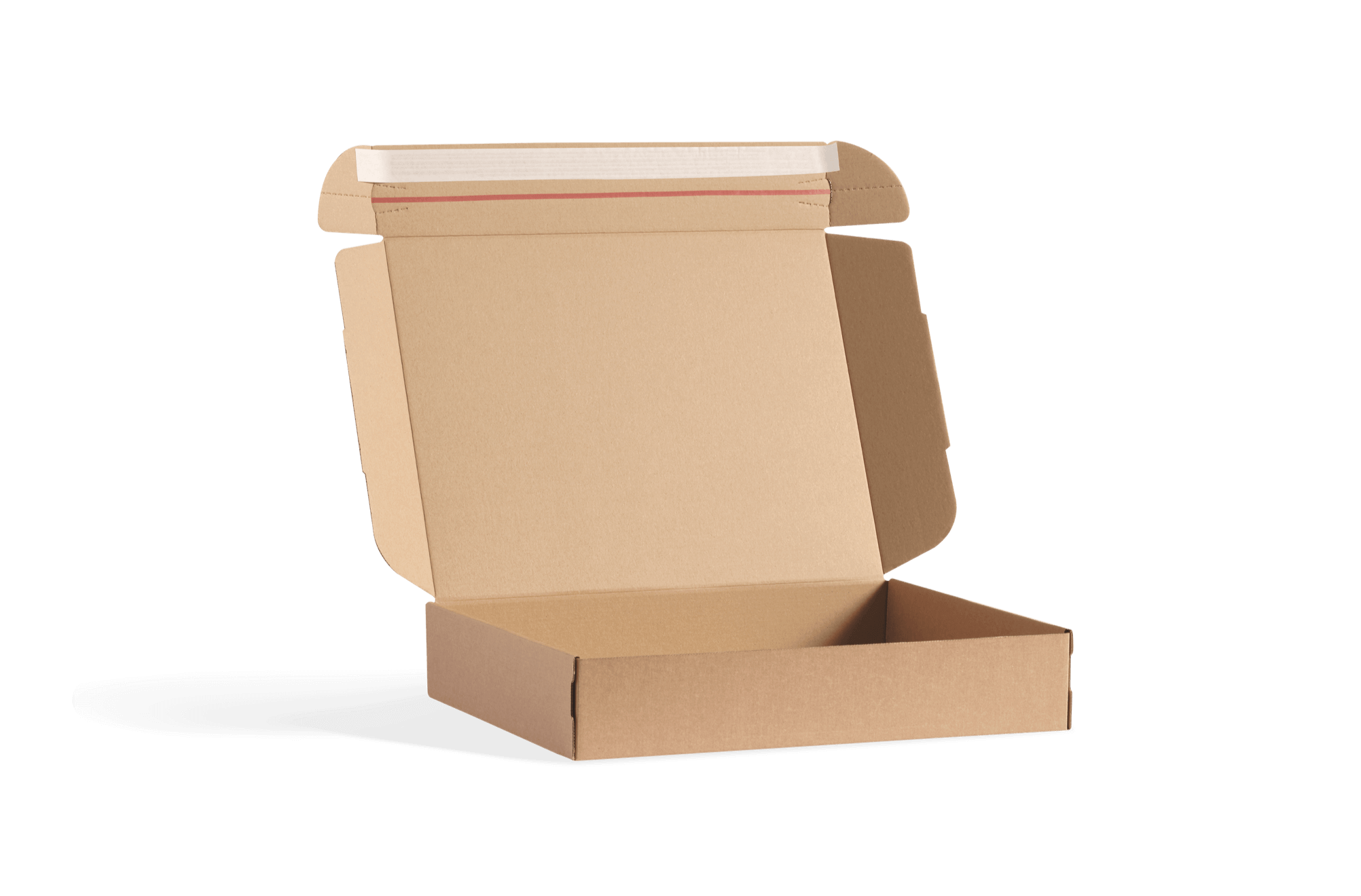 open delivery box with self-adhesive seal
